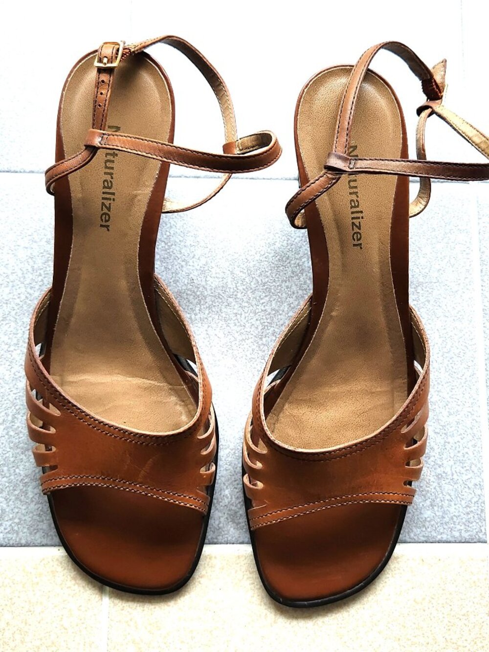 Ankle strap leather sandals